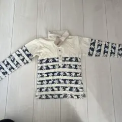 長袖カットソー 110 アイボリー ネイビー ストライプ