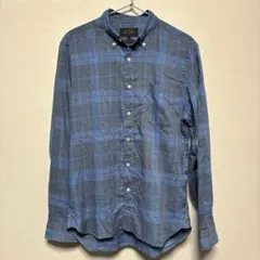 ビームスプラス　ボタンダウンシャツ 青系チェック柄
