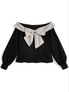 GRL チェック柄リボンオフショルダートップス[tu2012]