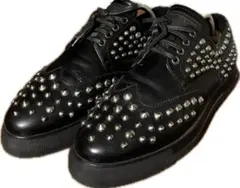 PRADA スタッズ付き ブラックレザー ドレスシューズ 40