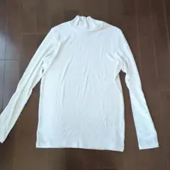 UNIQLO リブ編み ハイネック Tシャツ Ｌホワイト