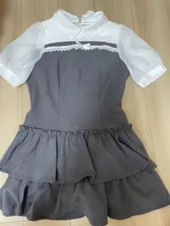 evelyn ドッキングティアードワンピース チャコール