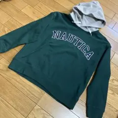 NAUTICA ロゴ パーカー グリーン/グレー