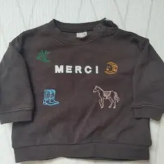 MERCI 刺繍 トレーナー ブラウン