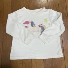【100】キッズ ユニコーン 長袖 Tシャツ トレーナー 白 ゆめかわ