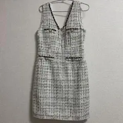 【新品】 キャバドレス ツイード 白 水色 黒 ゴールド