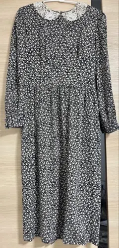 古着 ワンピース 小花柄 レース襟