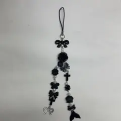 ビーズキーホルダー 黒