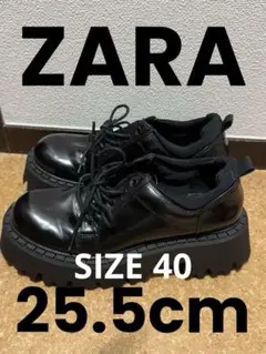 ZARA ザラ 厚底 レースアップ ローファー ブラック 25.5cmのサムネイル