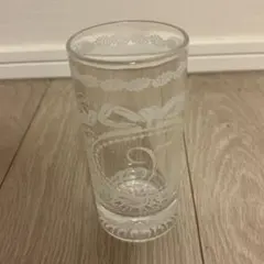 oeuf doux 「Y」デザイン　エッチング花柄リボンモチーフグラス