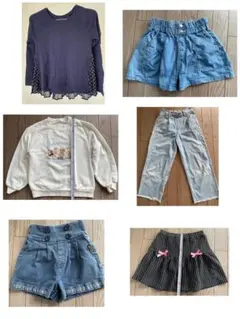 キッズ服セット（トップス・デニムパンツ・ショートパンツ・スカート）130,140