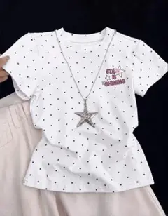 ドット柄 半袖 Tシャツ