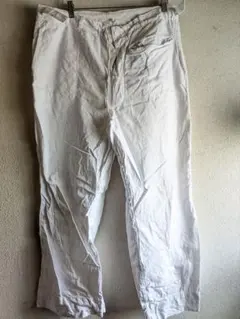 ユーロ古着　ホワイト　雰囲気　トラウザー　パンツ　ホワイト　ボタン　白　ワイド