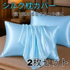 2枚セット シルク枕カバー 43×60cm 美髪 つや髪 ヘアケア ライトブルー