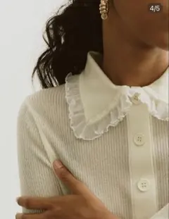 新品未使用タグmachattマチャットFrill Collar Rib Knitのサムネイル