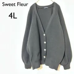 【スウィートフルール】 カーディガン ニット　4L 羽織り　黒　大きいサイズ