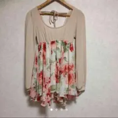 美品☆ワンウェイ☆長袖チュニックワンピ　春 ドレス