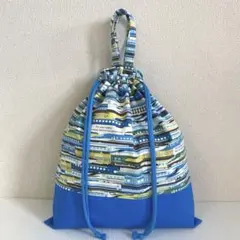 体操着袋お着替え袋　ハンドメイド　入園入学　190 電車新幹線柄