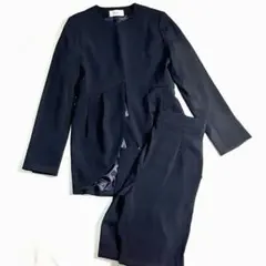 【洗える、完売品】 Flolia ジャケット×パンツ セットアップ　ネイビー
