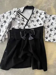 【MOKUMOFU/モクモフ】ベビー袴ロンパース 70サイズ 折り鶴柄