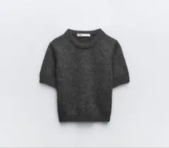 ZARA 半袖ニットセーター ミディアムグレー