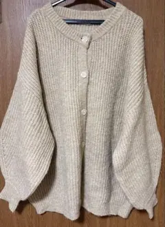 VANNIEU ミックスオーバーニットカーディガン ベージュ