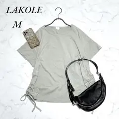 ラコレ/半袖Tシャツ/カットソー/スタッズ/ドローストリング/くすみグリーン/Mのサムネイル