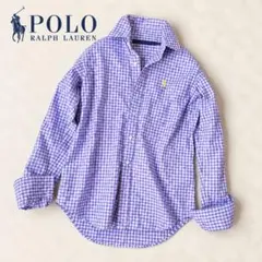 【極美品】ラルフローレン ギンガムチェック コットンシャツ ポニー刺繍 パープル