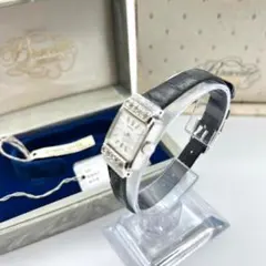 レア セイコー 腕時計 手巻き ビジュー 2針 アナログ 本革 クロコ 箱付