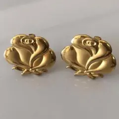 薔薇デザインゴールドトーンイヤリング