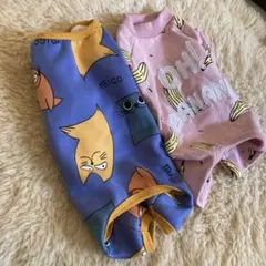 犬服　ロンパース2枚まとめて　ドッグウエア裏起毛パジャマ　Mサイズ