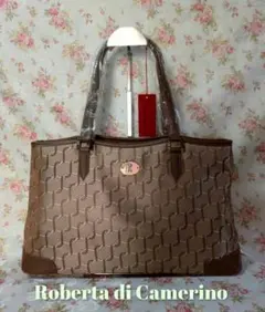 【Roberta di Camerino】トートバッグ ナイロン サテン レザー