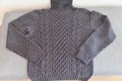 ドルモア ラムズウール タートルネック プルオーバーニット サイズ42 パープル