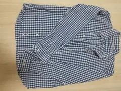 青と白のチェック柄 長袖シャツ S