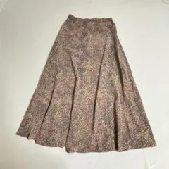 小花柄　フレアスカート　ピンク系　レトロ　ウエストゴム　　マーメイド　総柄