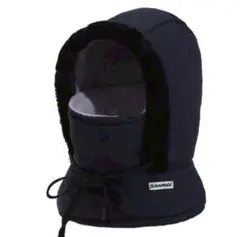 男女兼用　ネックウォーマー　フード付き　フリース　防寒　暴風　黒