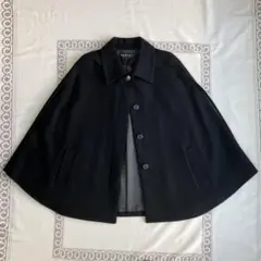 INDIVI ポンチョコート　ケープ　ウール　S ブラック