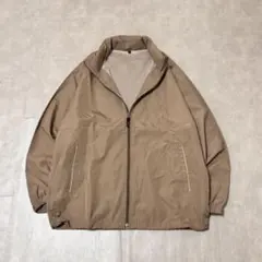 ナイロンジャケット ブラウン ジップアップ メッシュ裏地 軽量 ドローコード M