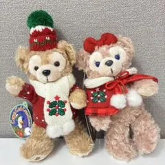 【状態良好】ダッフィー シェリーメイ ぬいぐるみバッジ　クリスマスのサムネイル