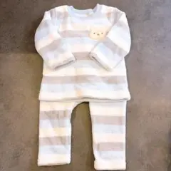 クマ　パジャマ　青　腹巻き付き　90