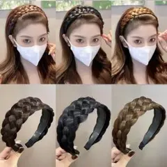 三つ編み 編み込みカチューシャ おしゃれ 可愛い簡単ウィッグ三つ編みヘッドバンド