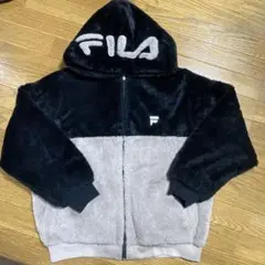 FILA フリースジャケット 黒/ベージュ　 フード付き