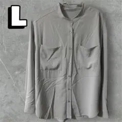 「即日発送」INNOWAVE レディース　L グレー 長袖 シャツ ボタン付き