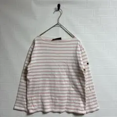 【セントジェームス】 SAINT JAMESピンクと白のストライプ長袖カットソー