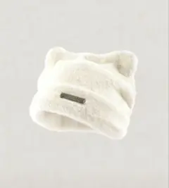 猫耳ニット帽　白