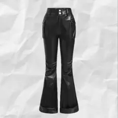 レザーパンツ フレア ブラック