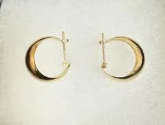 18Kゴールド 10x15mm 月光フープピアス - 日本製 - 新品