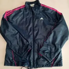 adidas ナイロンジャケット ネイビー/ピンク М アデダス