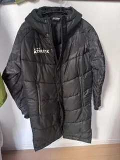 ATHLETA フード付きベンチコート ブラック迷彩柄