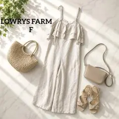 未使用級LOWRYS FARMリネン混フリルデザインオールインワン サロペットFのサムネイル